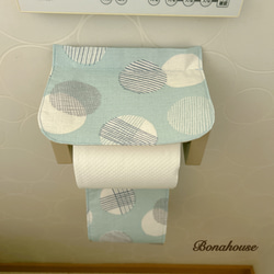 ☆新柄☆トイレットペーパーホルダーカバー「水色水たま」 4枚目の画像