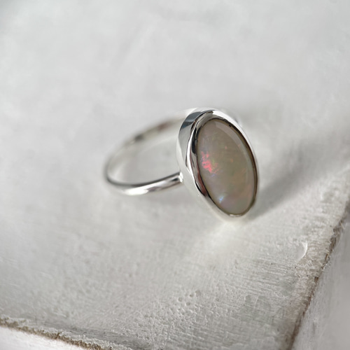 オーロラのような遊色】ホワイトオパールリング サイズ11号 シルバー