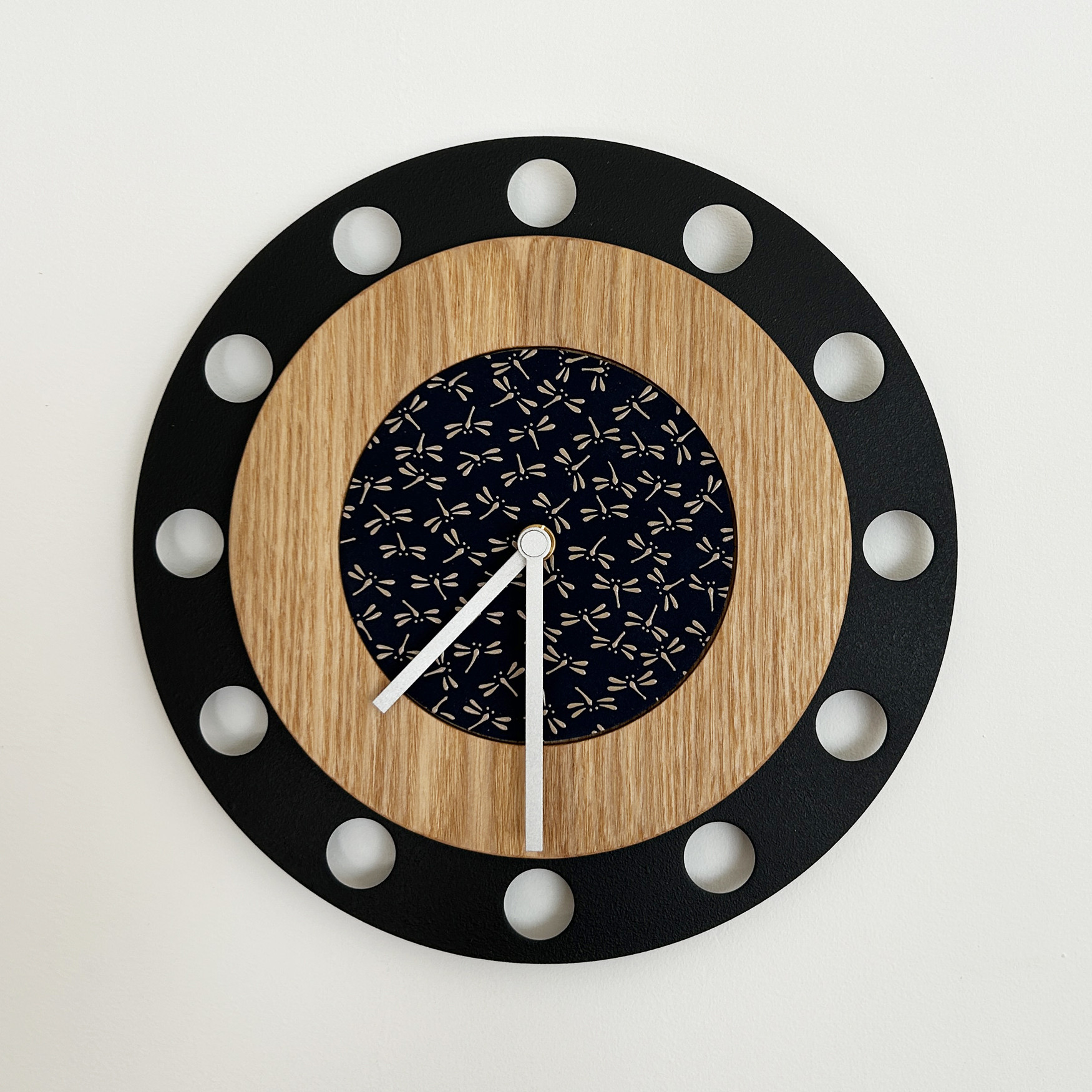 甲州印伝クロック：とんぼ青・白 No.01084