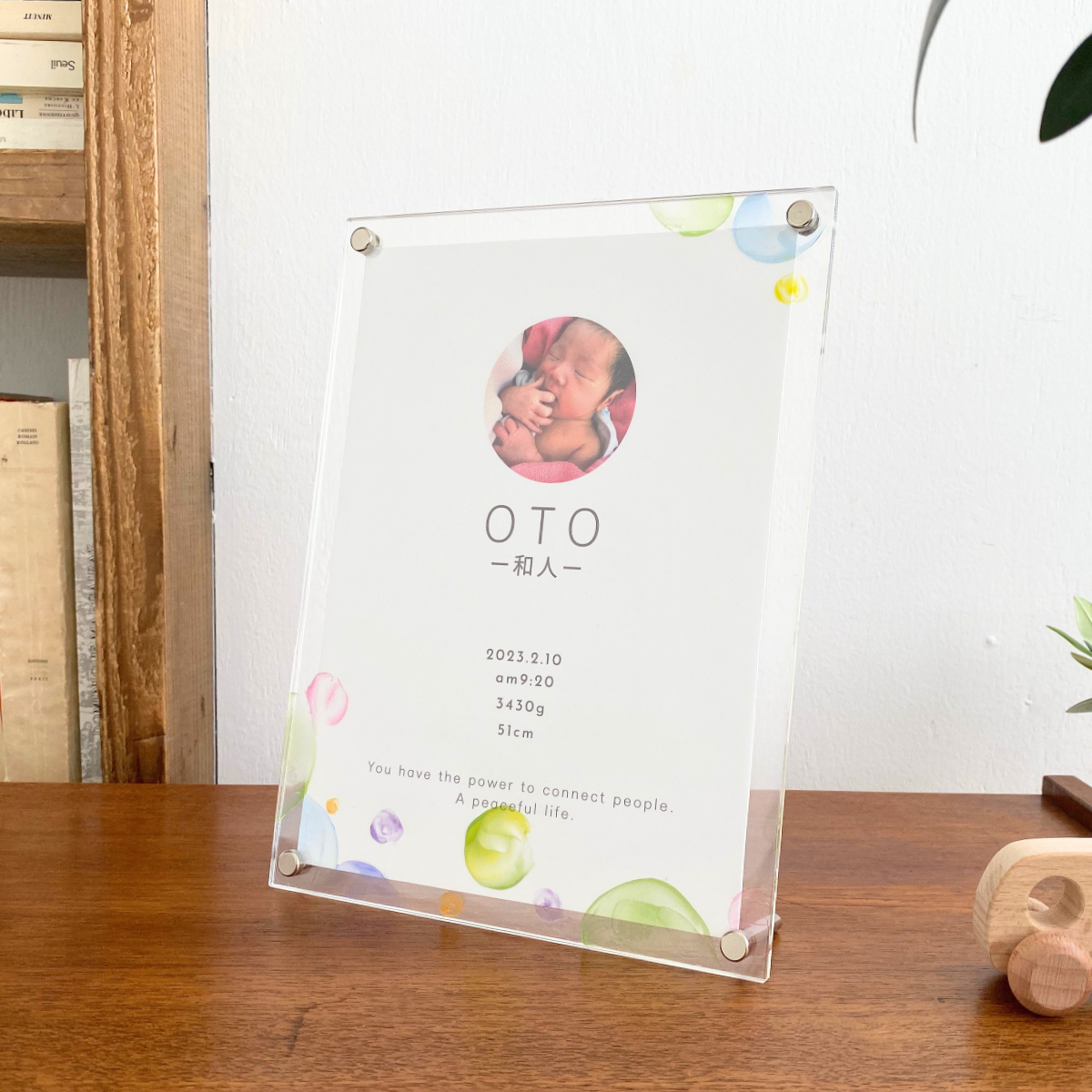 命名書 おしゃれ オーダー 手書き 赤ちゃん 由来付き アクリル シンプル 写真 女の子 男の子 名入れ CH002