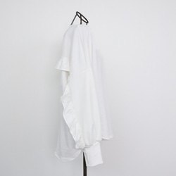 大人のスウェット 甘すぎないフリル 柔らかストレッチ素材トレーナー　ホワイト　0671WH 12枚目の画像