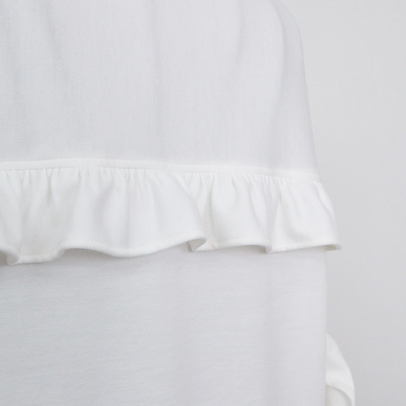大人のスウェット 甘すぎないフリル 柔らかストレッチ素材トレーナー　ホワイト　0671WH 14枚目の画像
