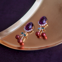 「 Dress code - petit - 」ティールグリーンイヤリング/ピアス【選べるチャーム】ハート.星.ガラス 3枚目の画像