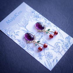 「 Dress code - petit - 」ティールグリーンイヤリング/ピアス【選べるチャーム】ハート.星.ガラス 7枚目の画像