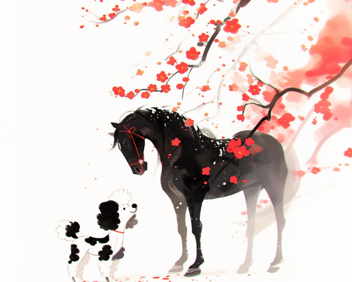 福寿（2026年） - プードル・トイプードル犬 No.6】午年・馬・謹賀新年