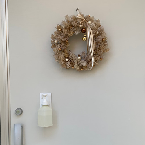 ホワイトベージュのクリスマスリース 一点ものクリスマス2