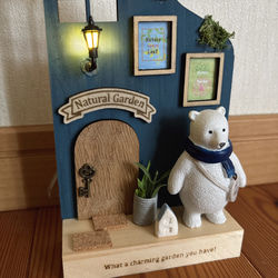 ミニチュア　灯りのともる白くまガーデン　照明　置物 2枚目の画像