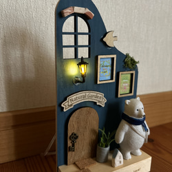 ミニチュア　灯りのともる白くまガーデン　照明　置物 4枚目の画像