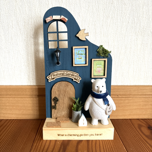 ミニチュア　灯りのともる白くまガーデン　照明　置物 5枚目の画像