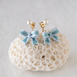 【秋冬限定】リボンキャッチ / ピアス /ノンホール / ルミナスレッド 12枚目の画像