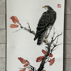 鷹 水墨画 絵画 掛け軸 絵画 こたつ 通販 18043703｜Creema(クリーマ