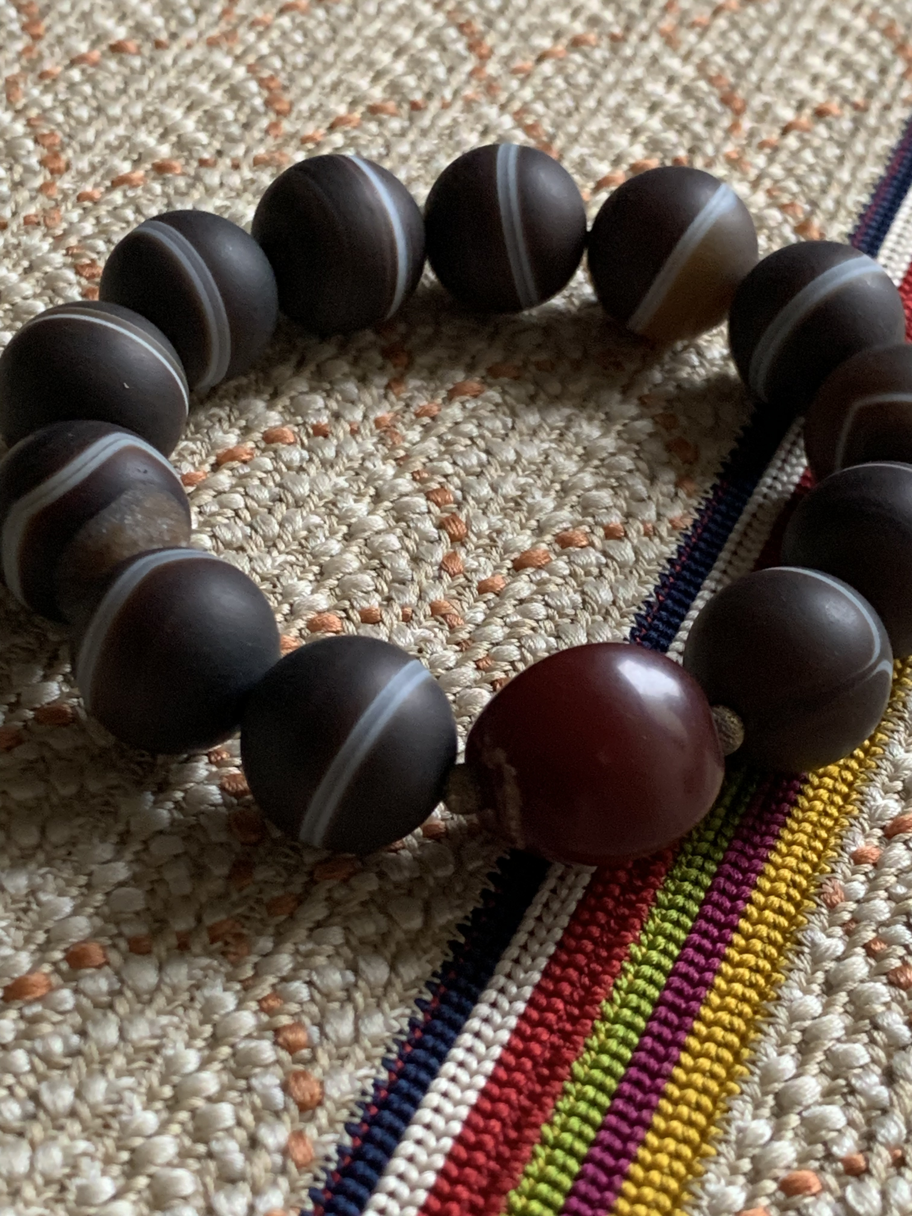 曼荼羅瑪老瑙珠と西蔵天眼薬師天珠のブレスレット