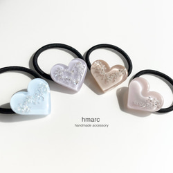 くすみカラー 大人 ハート レジン ヘアゴム ／ ピンクブラウン