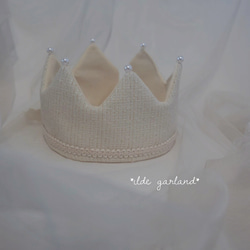 【 crown 】　ツイード　ベビークラウン　ハーフバースデー　誕生日　クラウン　リボン　ニューボーンフォト 4枚目の画像