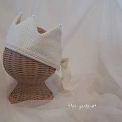 【 crown 】　ツイード　ベビークラウン　ハーフバースデー　誕生日　クラウン　リボン　ニューボーンフォト 5枚目の画像