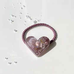 春の桜ピンクラウンドレジンヘアゴム 煌めく春のカラーバリエーション 〜 桜 pink ～／ 大人 レジン