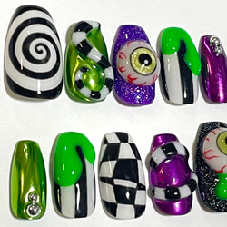 No.31 ハロウィン　仮装　個性派　目玉　原宿　ネイルチップ 2枚目の画像