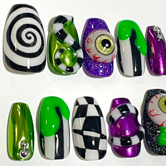 No.31 ハロウィン　仮装　個性派　目玉　原宿　ネイルチップ 2枚目の画像