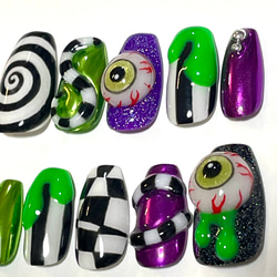 No.31 ハロウィン　仮装　個性派　目玉　原宿　ネイルチップ 3枚目の画像