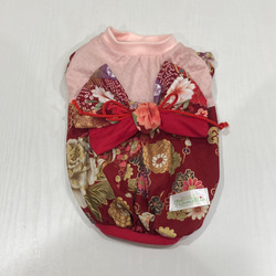 犬服 ポンチョ 幾何学柄&デニム Mサイズ リード穴あり ペット服