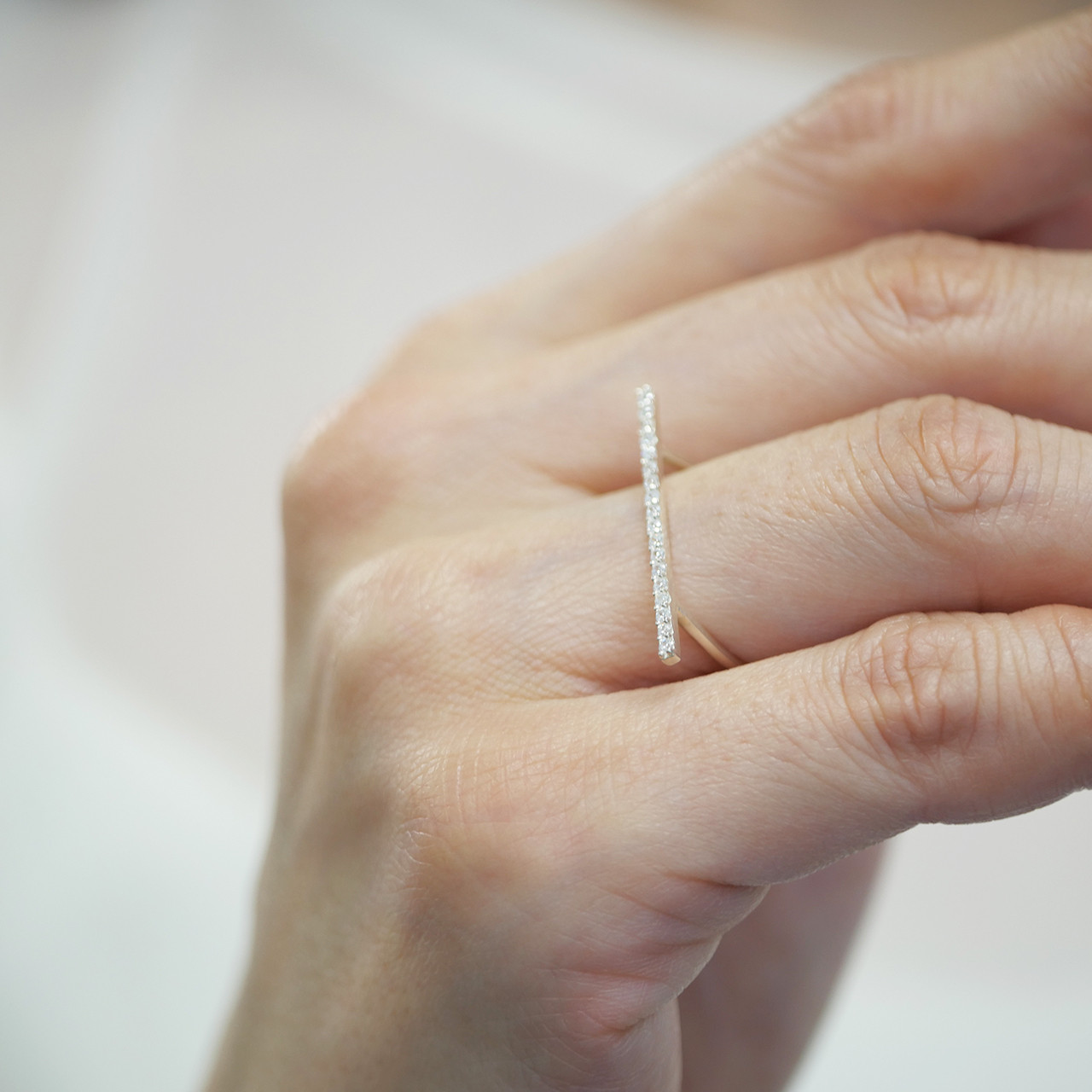 バーラインリング｜シルバー925（スターリングシルバー） ジルコニア付き モダンデザイン【svr09】