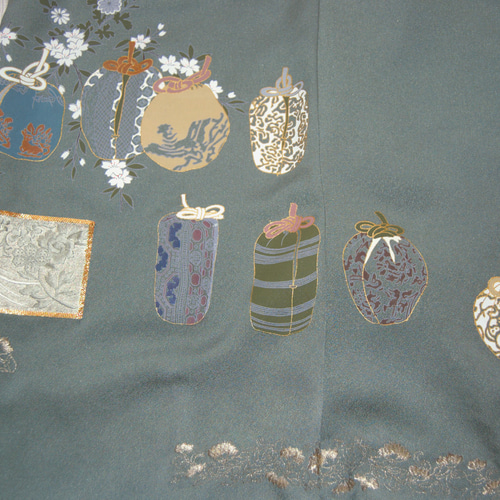 仕覆に鳳凰柄 色留袖ドレス＊ロングペチコート付き 着物リメイク