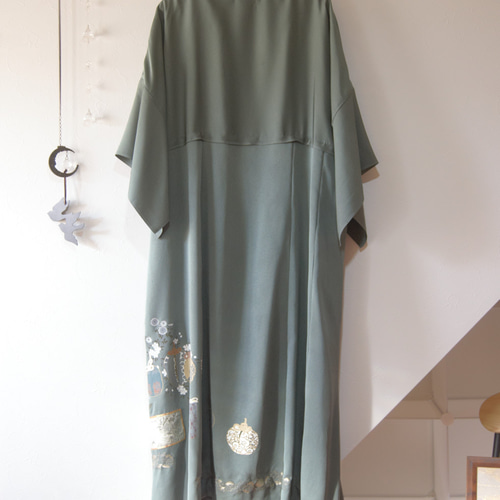 仕覆に鳳凰柄 色留袖ドレス＊ロングペチコート付き 着物リメイク