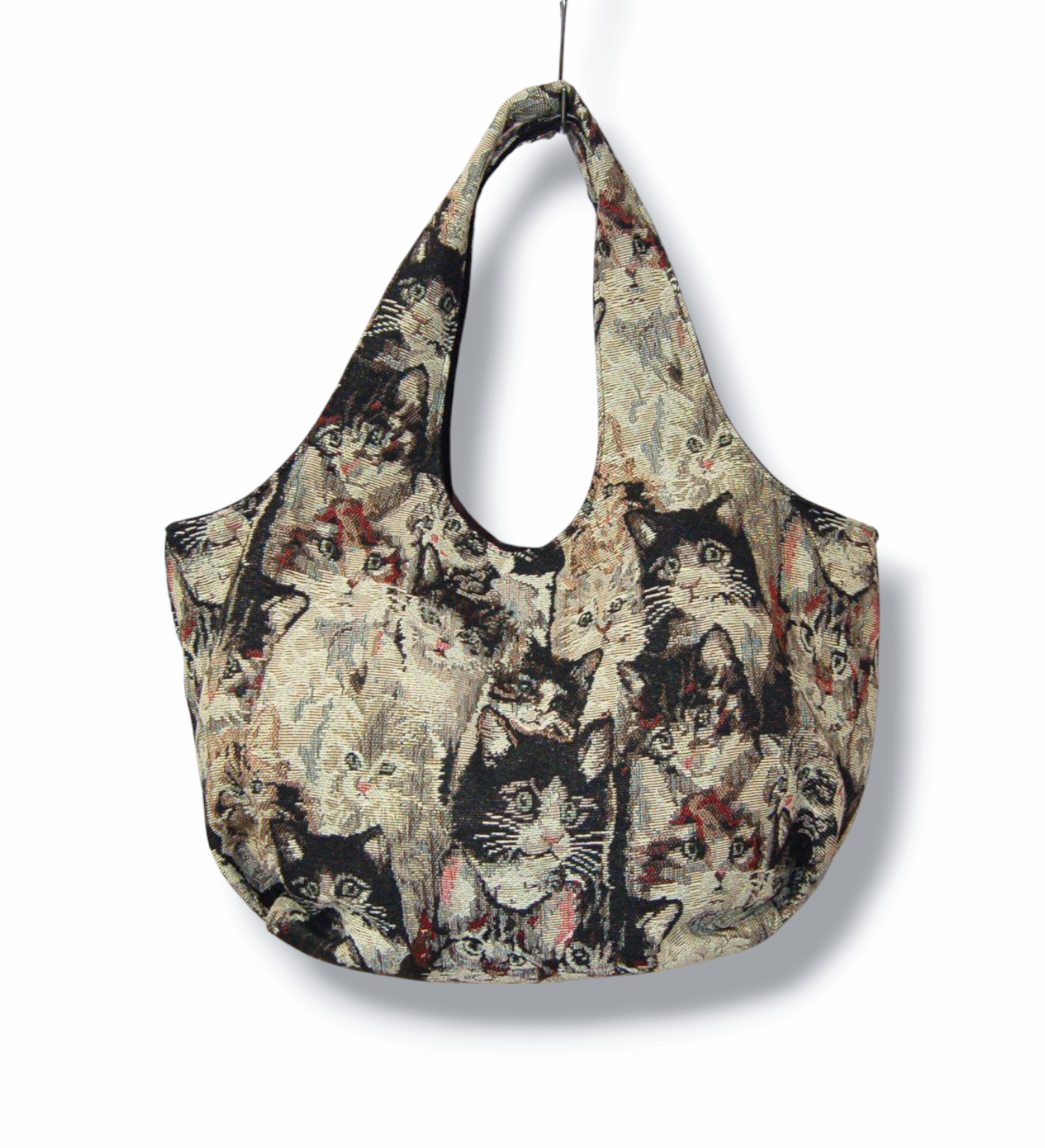 猫柄ゴブラン織　バルーントートバッグ
