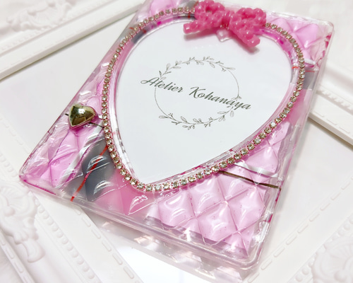 B8サイズ♡トレカケース 硬質ケース レジンデコ ハートリボン