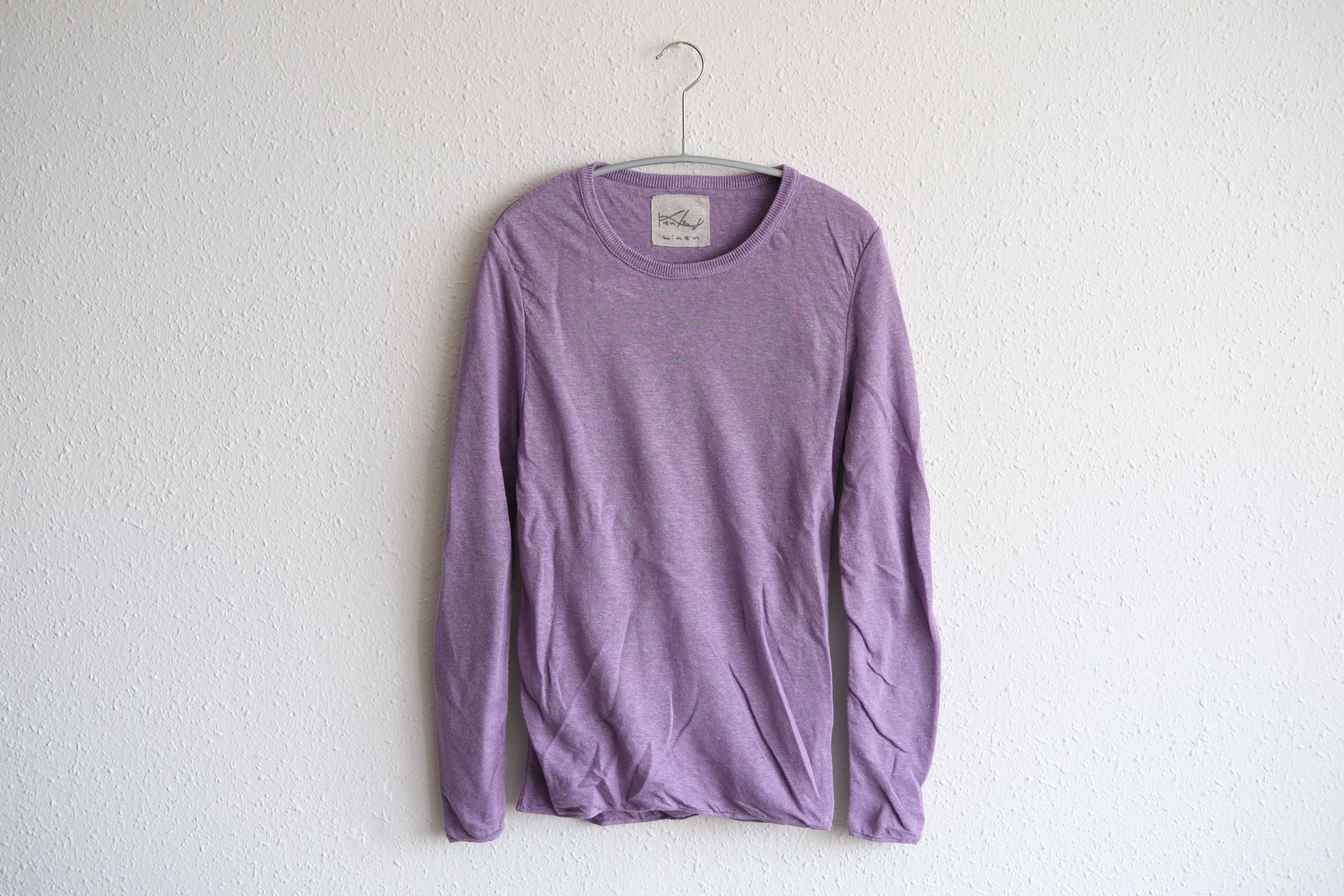 リネンニット レディース 二重長袖プルオーバー（パープル）｜3サイズ