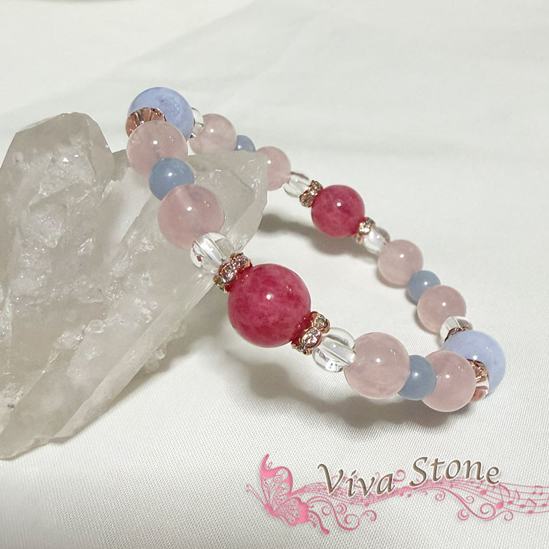 新商品！恋愛＊魅力を高める＊ロードナイト＊ブルーレースアゲート＊ローズクォーツ＊ブレスレット