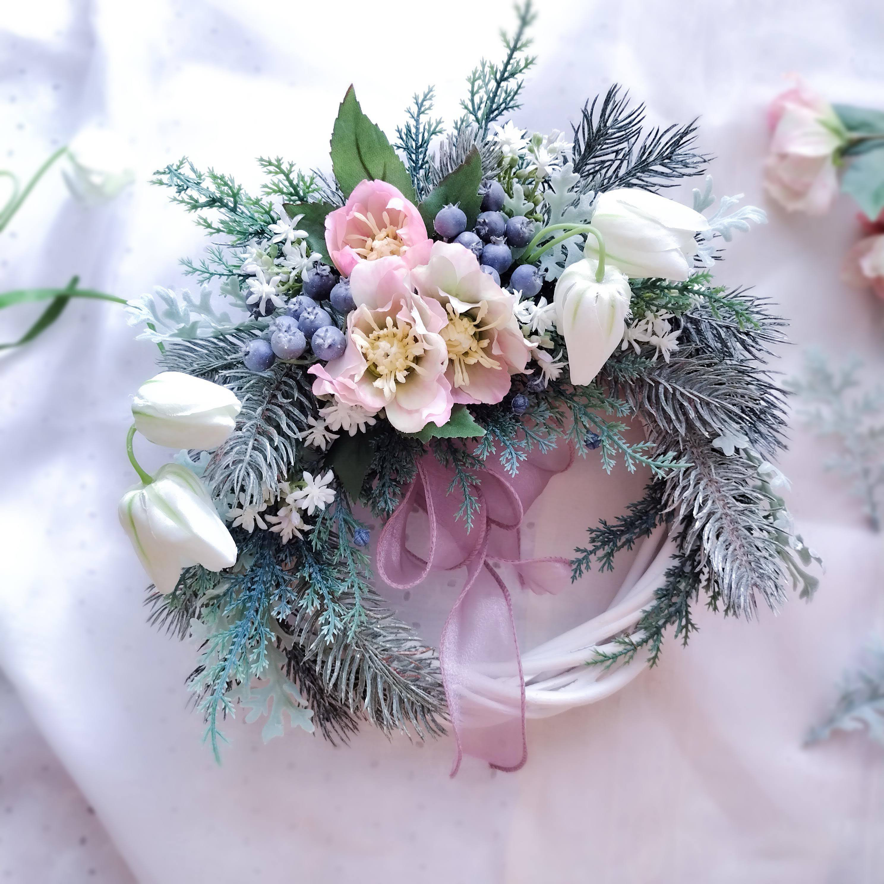 クリスマスローズとフリチラリアのクリスマスリース(Φ約25～26cm／アーティフィシャルフラワー／造花)