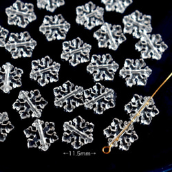 40個★11.5mm雪　雪の結晶　雪の樹脂ビーズ  クリア 2枚目の画像