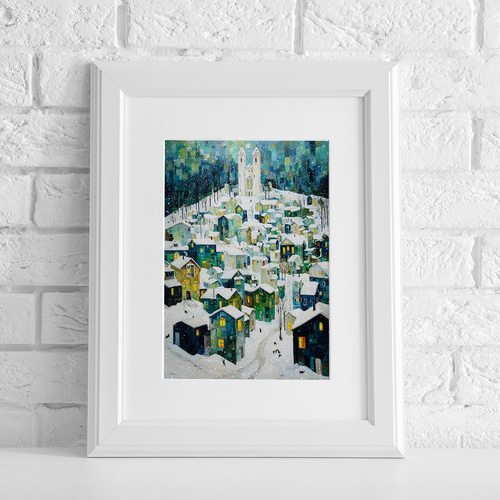 雪降る町【 オーロラの見える家 タイプB 】 冬景色 クリスマス