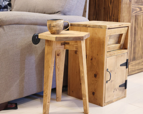 アンティーク木製スツール／椅子／花台 花台 高さ45cm 六角形 木製 スツール チェア イス おしゃれ シンプル