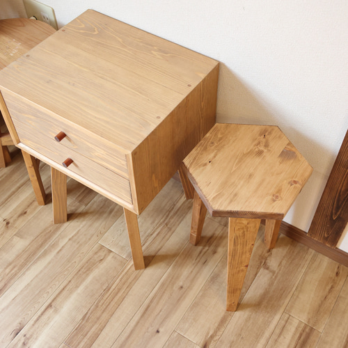 アンティーク木製スツール／椅子／花台 花台 高さ45cm 六角形 木製 スツール チェア イス おしゃれ シンプル