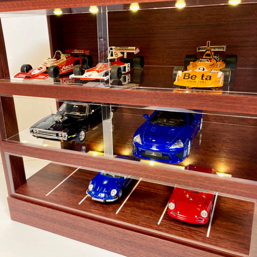 1/43展示15台可能・マホガニー・3層式ディスプレーBOX / ネオジオラマ 1/43展示15台可能・マホガニー・3層式ディスプレーBOX / LED照明