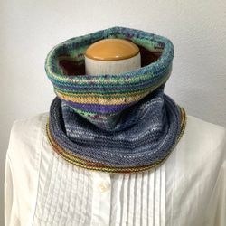 オパール毛糸とソックヤーンの腹巻き帽子　スヌード　ネックウォーマー　手編み　#10 4枚目の画像