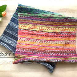 オパール毛糸とソックヤーンの腹巻き帽子　スヌード　ネックウォーマー　手編み　#10 1枚目の画像