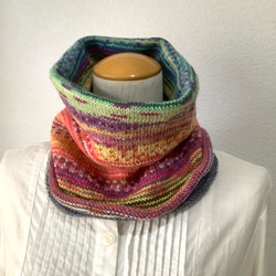 オパール毛糸とソックヤーンの腹巻き帽子　スヌード　ネックウォーマー　手編み　#10 3枚目の画像