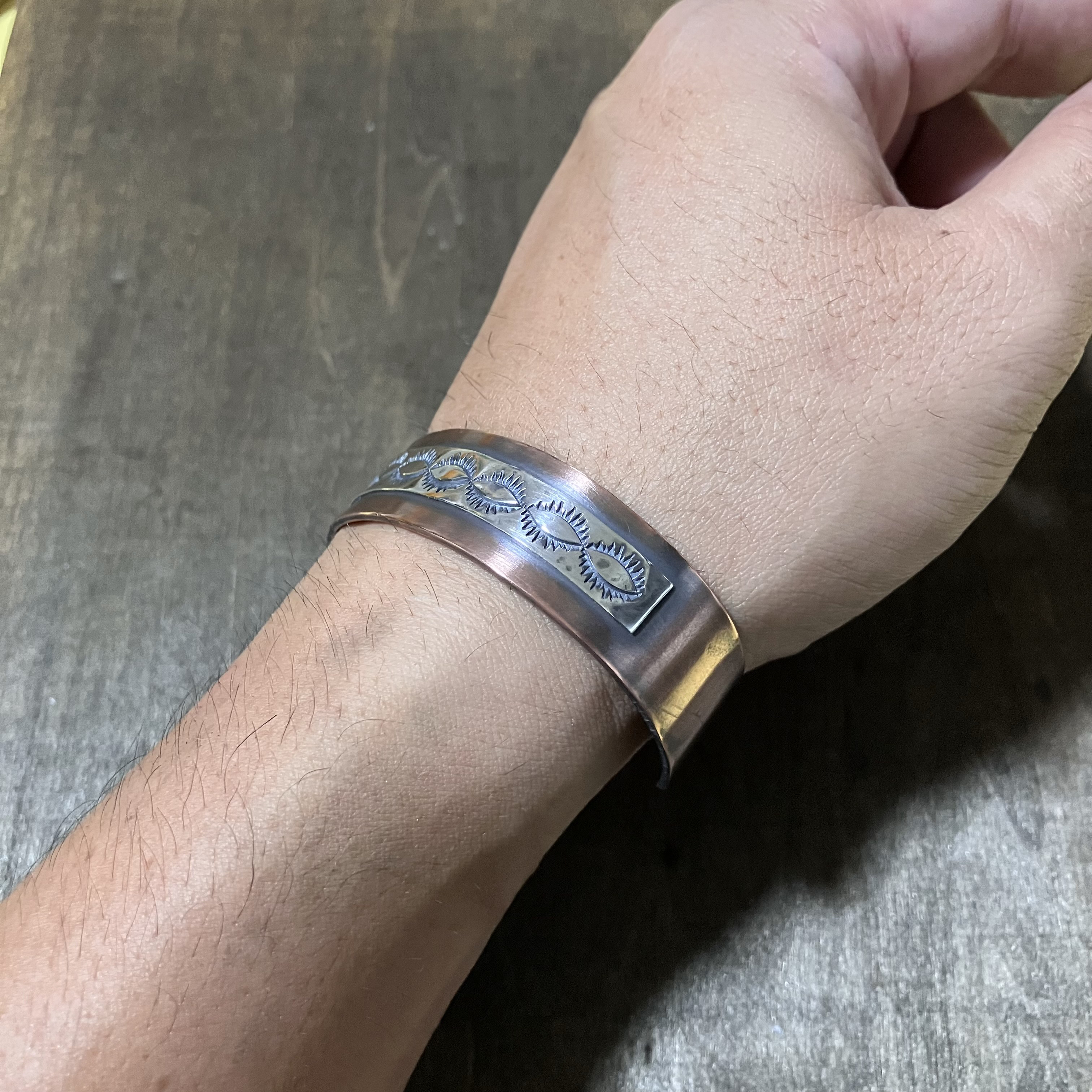 スタンプワーク　シルバー　カッパー　コンビ　バングル　ブレスレット　#インディアンジュエリー　ネイティブアメリカン