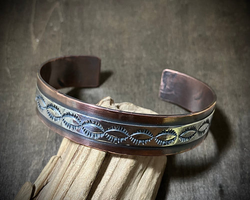 スタンプワーク シルバー カッパー コンビ バングル ブレスレット