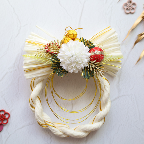 新春を彩るお正月飾りNo.218 しめ縄飾り しめ飾り しめ縄リース 縁起物