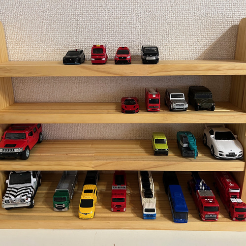 ハンドメイド 木製 トミカ 収納棚 フリーボックス・小物入れ