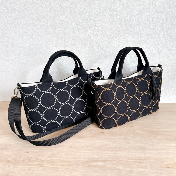 【秋冬バッグ】前後2wayミナペルホネン/dopタンバリンと倉敷帆布のオーバルトートバッグ【選べる3カラー】 6枚目の画像