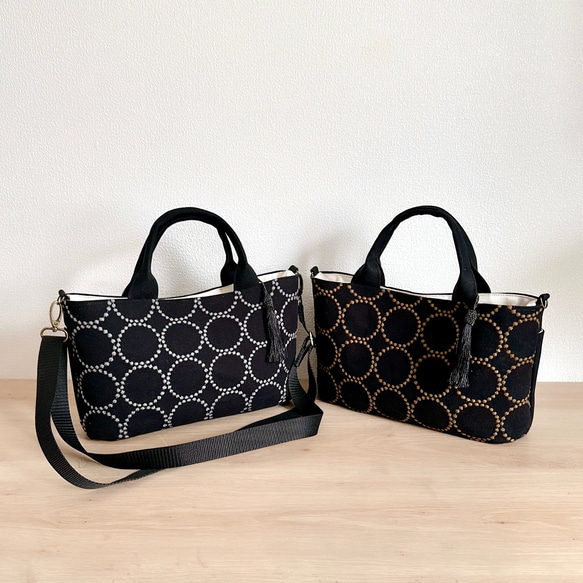 【秋冬バッグ】前後2wayミナペルホネン/dopタンバリンと倉敷帆布のオーバルトートバッグ【選べる3カラー】 7枚目の画像