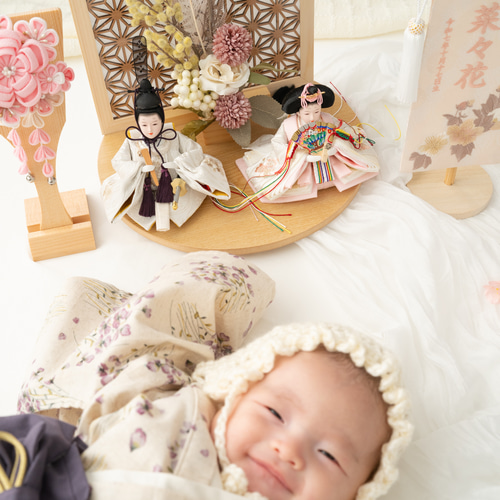 2026年新作☆お雛様のトータルコーデ☆お雛様・くすみピンクの羽子板