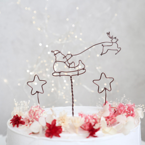 【新作】サンタとトナカイ⭐︎.:* クリスマス　ケーキトッパー　ピック　ケーキ　飾り　冬 1枚目の画像
