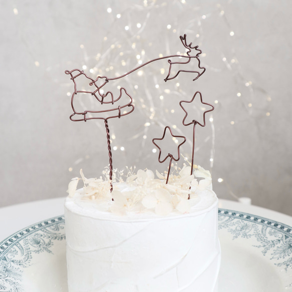 【新作】サンタとトナカイ⭐︎.:* クリスマス　ケーキトッパー　ピック　ケーキ　飾り　冬 4枚目の画像