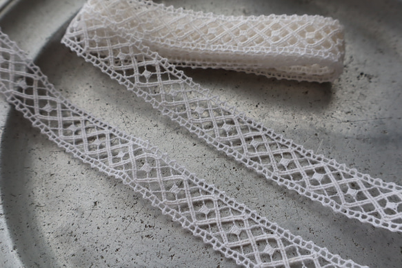 フランス 60㎝ アンティークレース C1091 ホワイト 6枚目の画像